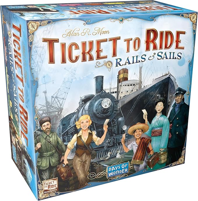 Asmodee Ticket to Ride Rails &amp Sails Board Game - Train Route-Building Strategy Game Family Fun for Kids &amp Adults Ages 10+ 2-5 Players 90-120 Minute Playtime