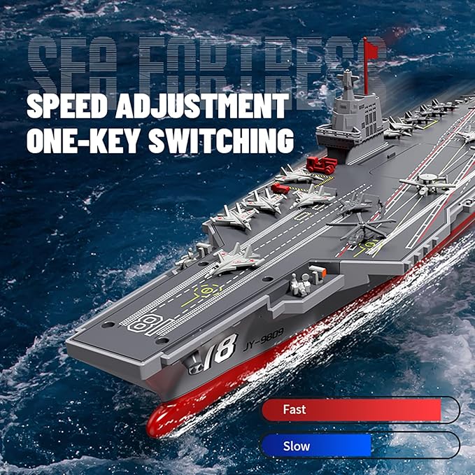 40CM S19 Hobby RC Boat for 14y+ Beginners Remote Controlled Warship Aircraft Carrier 4WD 2.4G Battleship 10km/h On Water Lakes Pools