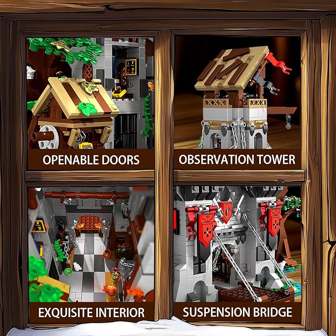 Medieval Castle Building Set for Adults Boys Girls 14+ Vintage Medieval House Model 3 in 1 Medieval Castle Toy Building Set Halloween Home Decor Birthday Gift (2568 Pieces