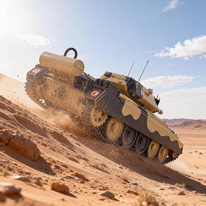 Crusader Mk VI Remote Control Tank 1/16 GB Tank War RC Military Vehicle Simulation Smoke Barrel Lifting/Barrel Expansion/Turret Rotation 360 Degrees/Dual Flow Gearbox/NOT Shooting Camouflage