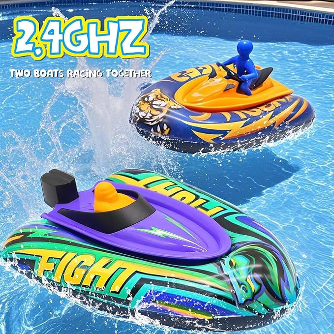 Remote Control Boat for Kids with Inflatable Bumper Rechargeable Battery USB Charge rc Boat for Pool Kids 8-12 Years Birthday Gift Summer Water Toy Blue