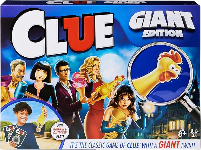 Spin Master Games Clue Giant Edition Family Game for Indoor &amp Outdoor Fun with Big Oversized Board for Family and Kids 2-4 Players Ages 6 &amp Up