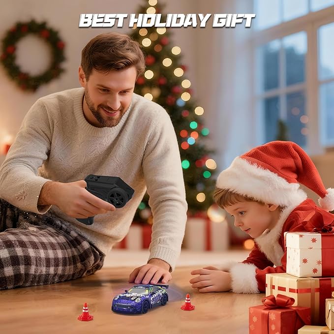 Mini RC Drift Car 1:32 Scale with LED Lights – Remote Control Car with LED Lights &amp 2-Speed Modes 2.4GHz Stunt Drifting RC Toys a for Children and Adults