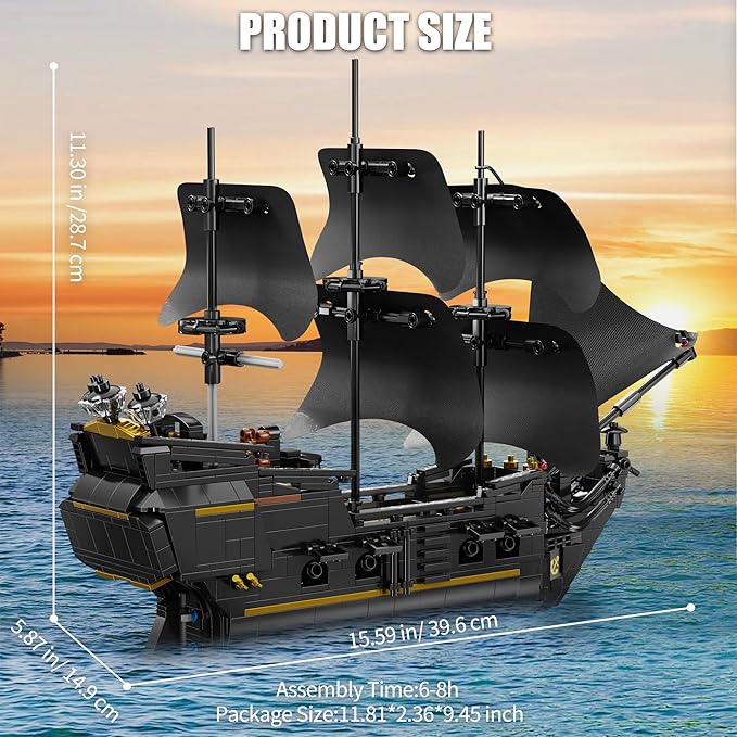 Pirate Ship Building Blocks SetsMOC Black Pearl Ship Building ToysPirate Boat Collectible Display for Home or Office DecorValentine Day Birthday Gift for Adults &amp Boys 8-14(921Pcs)