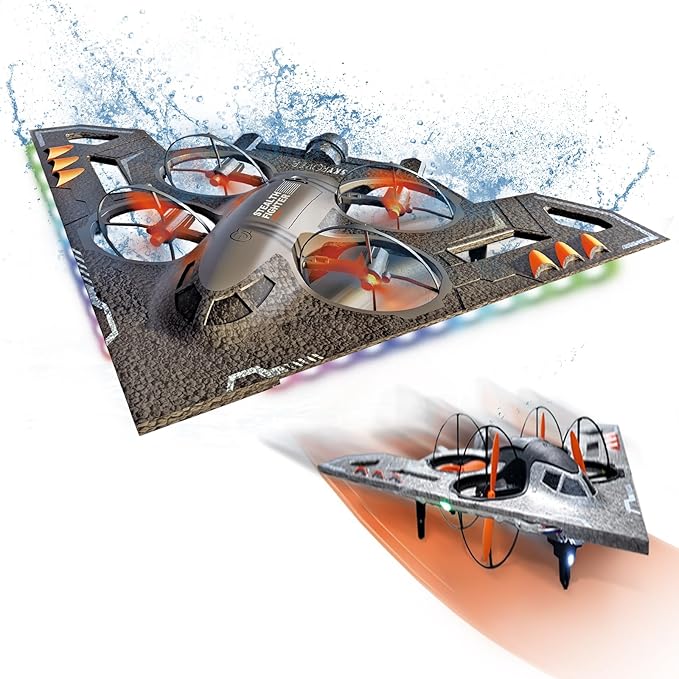 A ALPHA 3-in-1 RC Jet Plane Remote Control Airplane – Air Land &amp Water RC Airplane Fighter Jet Drone Toy for Kids &amp Adults