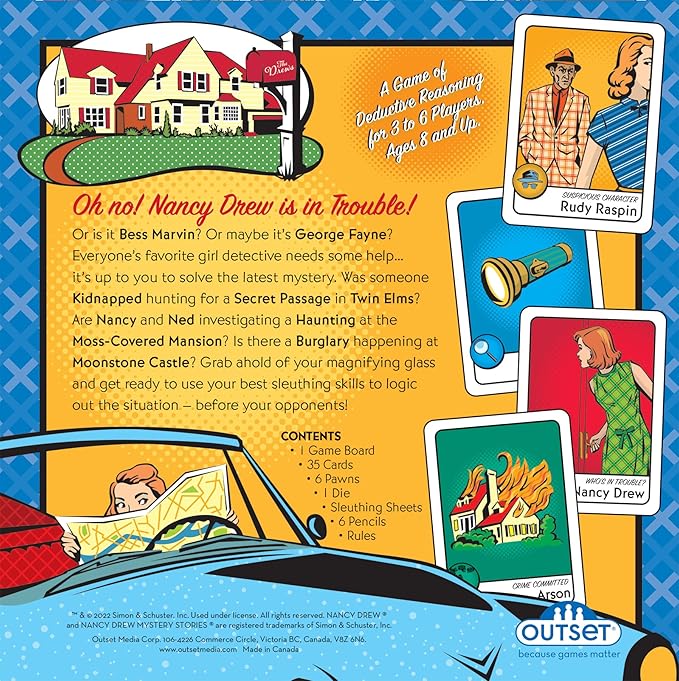 Nancy Drew Mysteries Board Game - A Game of Deductive Reasoning for 3 to 6 Players Ages 8 and up