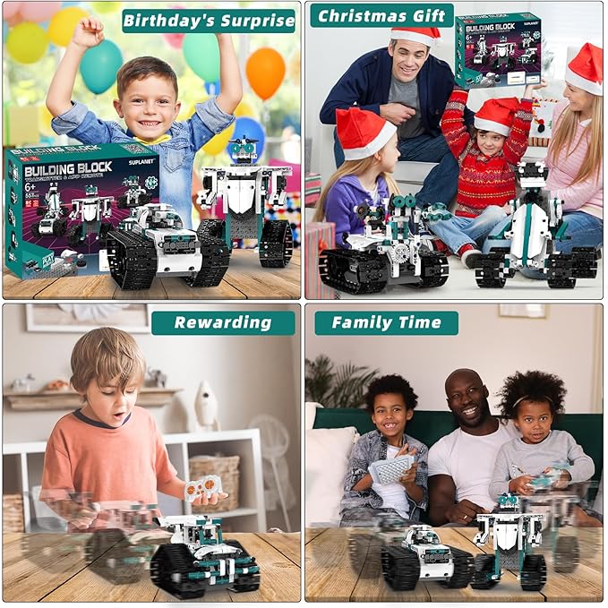 STEM Robot Toys for 8-14 12 in 1 Remote Control Robotics Toys for Kids Programmable Building Robot Kit Birthday Present for Science Educational(469 Pcs)