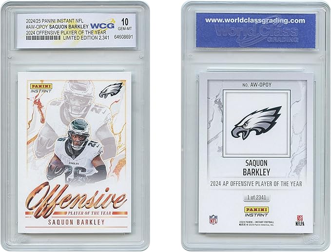 2024 Panini SAQUON Barkley NFL Offensive Player of Year Card #AW-OPOY Philadelphia Eagles - Graded GEM Mint 10