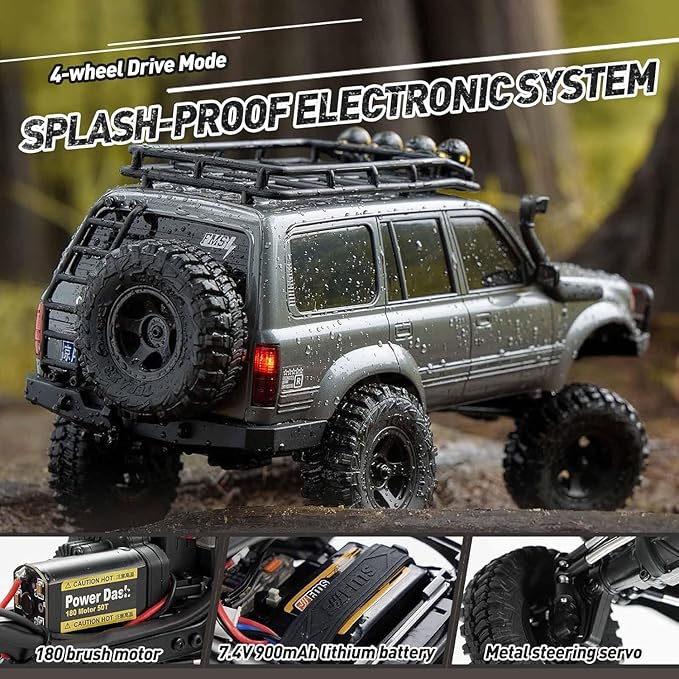 FCX18 FMS RC Crawler Toyota Cruiser 1/18 LC80 Offroad Trucks 4X4 RC Rock Crawler with Portal Axles LED Lights for Adults (Blue)
