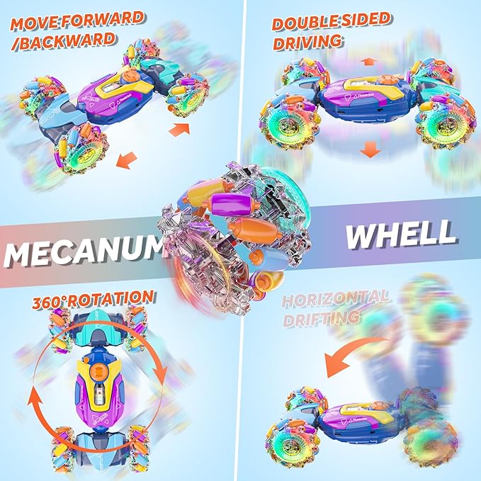 Gesture Sensing Remote Control Stunt Car - Boys Toys Age 6-8-12 4WD Hand Controlled RC Twist Car with Light &amp Music Cool Birthday Presents and Ideas Gifts for Boys Kids Age 7 9 10 11 12 Years Ol