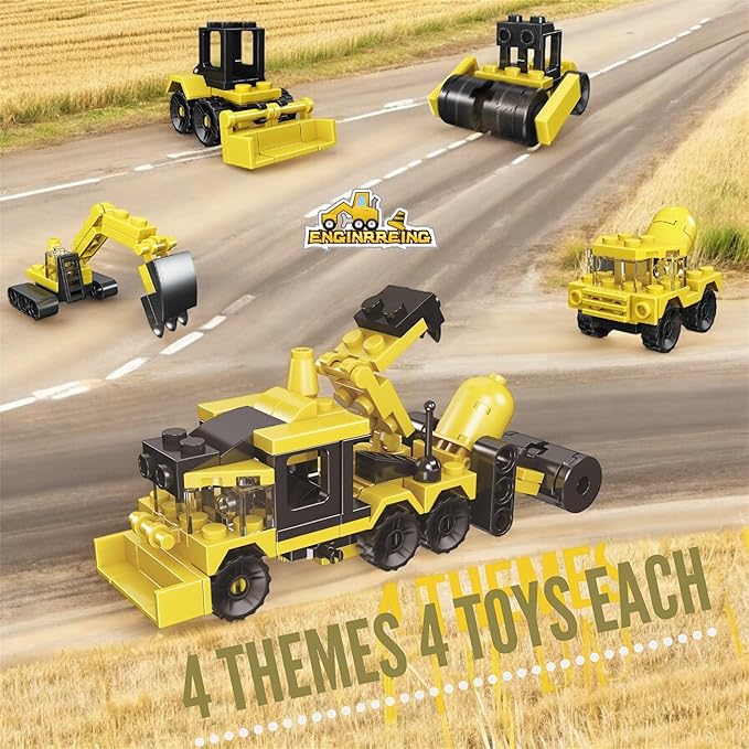 QStar Mini 16 Car Building Blocks Compatible with Lego Party Favors for Kids Prizes for Kids Classroom Goodie Bag Fillers