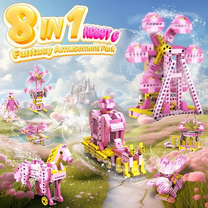 Robot G STEM Kits for 6-7 Year Old Girl 8 in 1 Electric Building Toys for Kids 6-8 8-10 DIY Educational Construction Science Kit for Girls 6-12 Christmas Birthday Gift