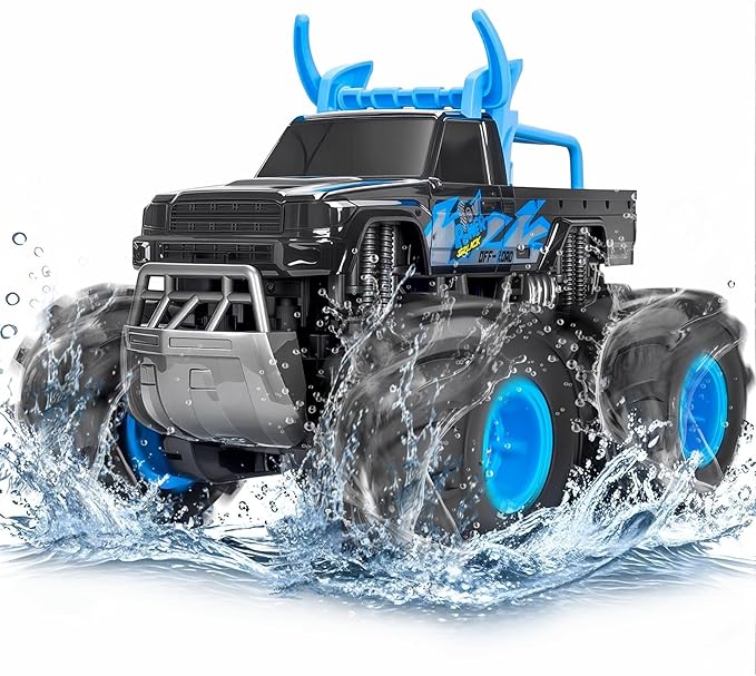 BainGesk Waterproof Remote Control Monster Truck Toys 1:16 RC Car 2.4GHz 4WD All Terrain Car Toys with 2 Rechargeable Batteries Off-Road Truck Gifts for 6 7 8 9 10 11 12 Year Old Boys