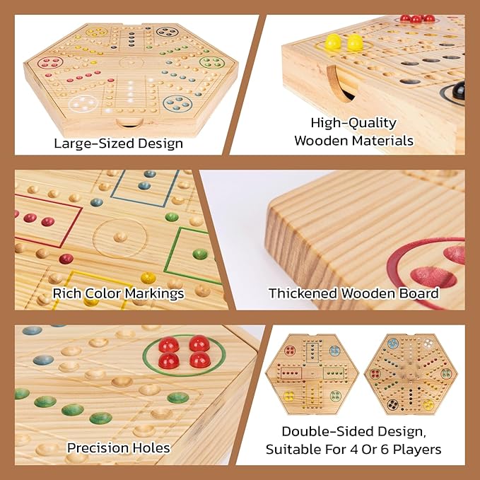 20inch Wahoo Board Game2 In 1 Marble Board Game with Storage box for 4 or 6 PlayersLarge Size Fast Track Board Game with 36 Glass Marbles8 DiceStorage Bag and Instruction ManualClassic Board Game