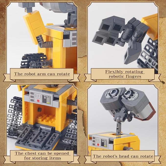 DIY Robot Wall-e Building Blocks Set Compatible with Lego walle SizeGreactive Minifigure Robots Model Display Toy ArchitectureUnique Education Gift Toy for 6+ Kids or Adults