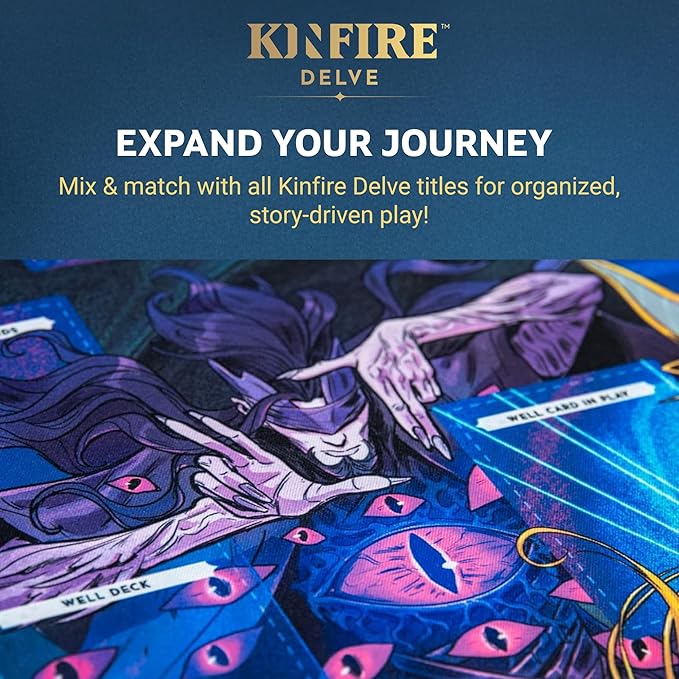 Kinfire Delve Official Playmat – 12x20’’ Neoprene Game Mat with Stitched Edges – Organize Your Well Deck Health Tracker and Challenges – Smoother Gameplay and Easier Handling