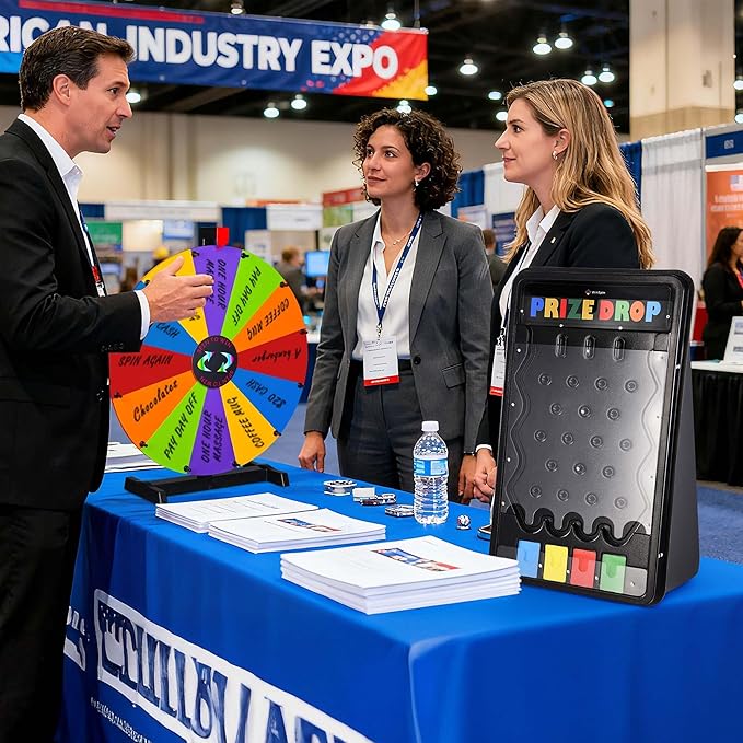 WinSpin Modular Prize Wheel Kit Mini 25x14 Prize Drop Board &amp 24 Tabletop Spinning Wheel Spinning Fortune Game Carnival Live Stream Party Tradeshow
