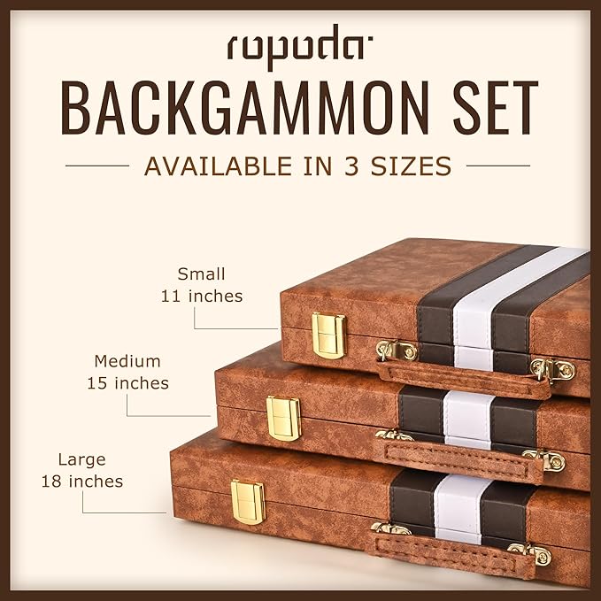 ropoda Backgammon Board Game Set (11 Inches) for Adults and KidsClassic Board Strategy GamePortable and Travel Backgammon Set with Premium Leather CaseBest Strategy &amp Tip Guid