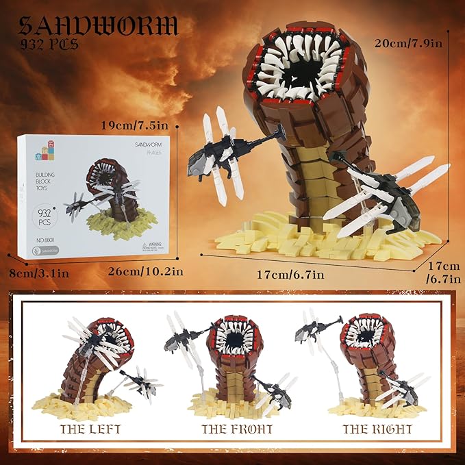932PCS Sandworm Monster Construction Building Set with Ornithopter Toy(Compatible with Lego)Unique Collectible Architecture Playset for 14+ Kids Amazing Movie Scene Recreation Fun Present