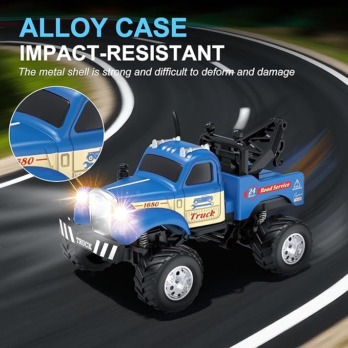 MOONTOY 1:64 Scale Mini Alloy Truck RC Car with LED Lights 2.4Ghz Remote and App Control Toy Car 3-Speed Adjustment Pocket Toy Car for Kids 4-8 Years and Adults (Pink)