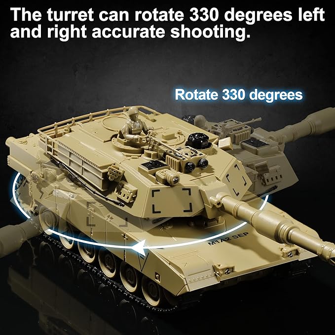 RC Military Tank Toy US M1A2 Abrams Remote Control Army Tank with IR Battle 2.4Ghz RC Military Vehicles for Boys Kids 6+ and Adults
