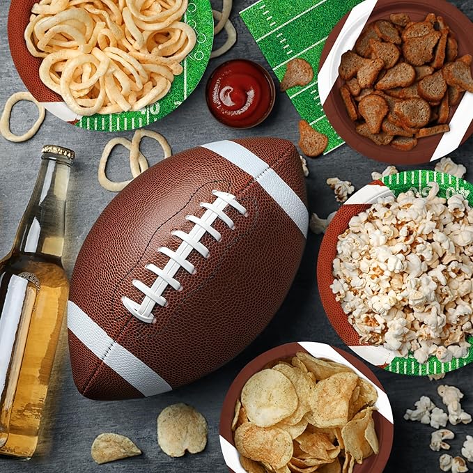 Football Party Supplies Kit Serve 50Includes Touchdown Dinner Plates Dessert Plates and Napkins for Football Birthday Party Football Game Day Tailgate Party Decorations
