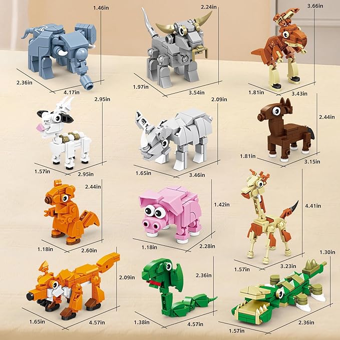 Lynda Animal Building Blocks Set for Kids DIY Construction Toys Educational Bricks for 8 Years Old