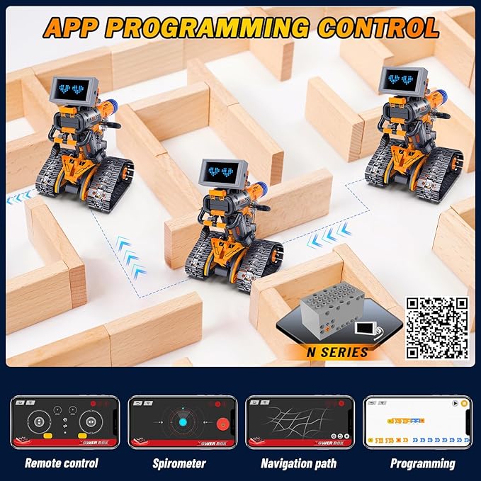 HOGOKIDS Robot Toys with LED Eyes &amp 18 Expression Building Sets 5-in-1 App &amp Remote Control Rechargeable Robotics Kit for Kids RC Programmable Projects Educational Gift for Boys Girls 8-14 Y