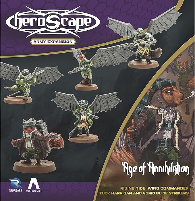 Renegade Game Studios Heroscape Age of Annihilation: Wing Commander Tuck Harrigan &amp Vorid Glidestrikers Army Expansion Board Game Miniatures