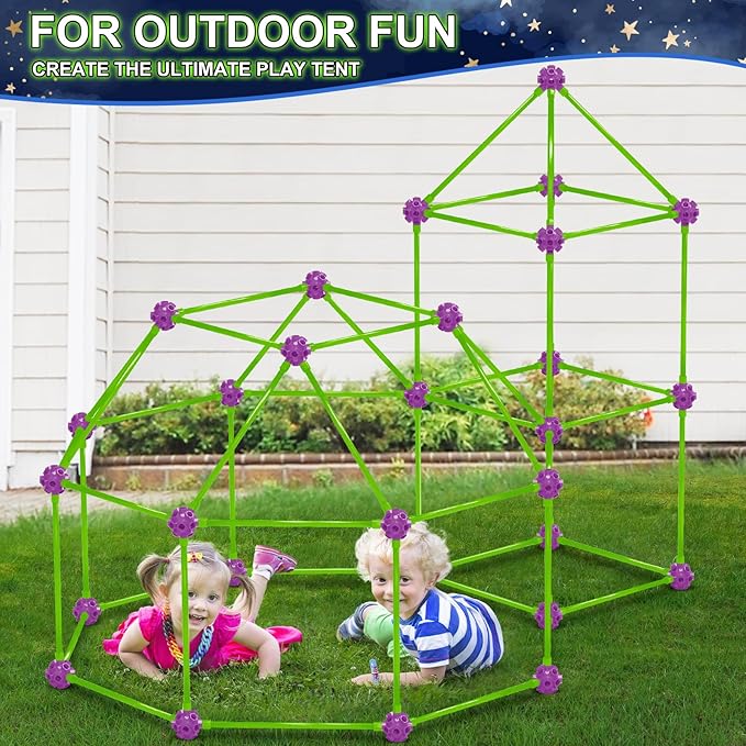 V-Opitos 180 Pack Glow in The Dart Fort Building Kits for Kids Age 4 5 6 7 8+ Years Old STEM Building Toys for DIY Castles Tunnels Ideal Christmas Birthday Gifts for Boys &amp Girls