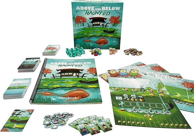 Above and Below: Haunted Board Game | Spooky Story Adventure | Red Raven Games | Light Strategy Village Building | 2–4 Players | Ages 8+ | Cards Dice &amp Ghostly Encounters