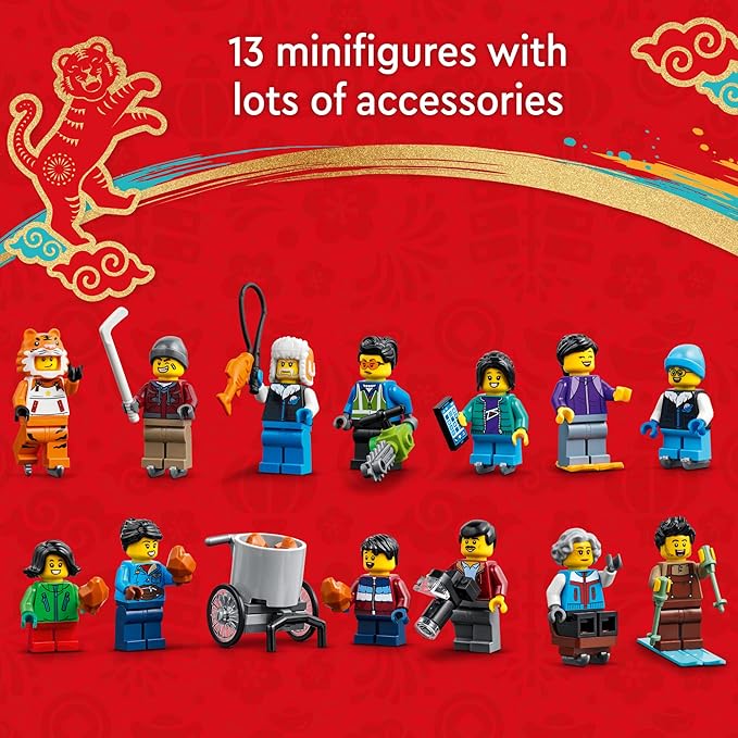 LEGO Lunar New Year Ice Festival 80109 Building Kit Gift Toy for Kids Aged 8 and Up Building Set Featuring a Detailed Winter Scene Chun Ice Sculpture 13 Minifigures and More (1519 Pieces)