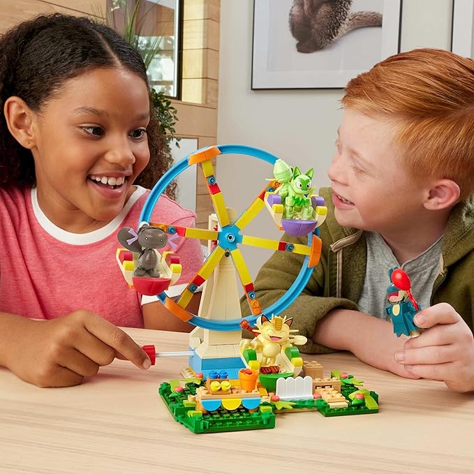 MEGA Pokemon Building Toys Set Ferris Wheel Fun with 393 Pieces 4 Poseable Characters 5+ Inches Tall for Kids