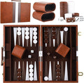 Froggod 15 inch Backgammon Sets for Adults - Classic Board Game for Adults - Portable Travel Backgammon Set for 2 Players - Perfect Adult Board Games for Gifts &amp Family Fun(Brown)