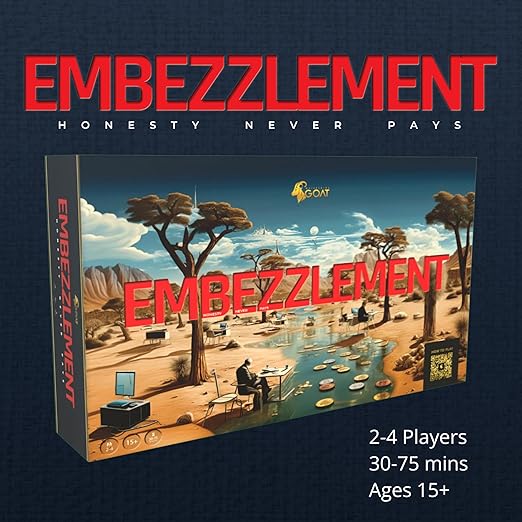 💰 Embezzlement: Honesty Never Pays. A board game of deceitful tactics calling bluffs and stealing your fair share.🎭