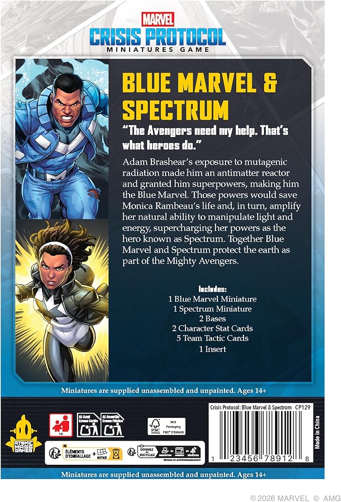 Asmodee Marvel: Crisis Protocol Blue Marvel &amp Spectrum Character Pack - Features The Mighty Avengers Affiliation &amp Leadership Ability Tabletop Superhero Game Ages 14+ 2 Players 90 Minute P