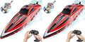 BEZGAR RC Boat 16 inch Big Brushless Remote Control Boat for Adults and Kids 55 KPH Large Fast RC Speed Boats with 2000mAh Battery Ideal Waterproof Toy Boats for Lakes - HJ818PRO Red (Pack of 2)