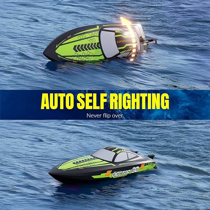 volantexrc RC Remote Control Boat for Pool2.4Ghz Control RC Boats for Adults Lake Electric Boat with Water Cooling System 2Rechargeable Batteries (Green)