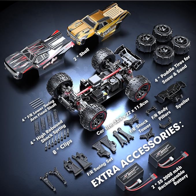 HYPER GO H14BM V3 1/14 Brushless RC Cars for Adults Fast 50 mph RC Trucks 4X4 Offroad Waterproof Electric Powered High Speed RC Car Fast Extreme RC Truggy with 3S Battery for Snow Sand