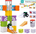 QBI Magnetic Blocks for Toddlers Ages 3+ | STEM Magnetic Block Tracks with Wheel Bulldozer &amp Tiles | 3D Colorful Magnet Building Blocks for Boys &amp Girls | Early Learning Sensory Toy – 21 Piece