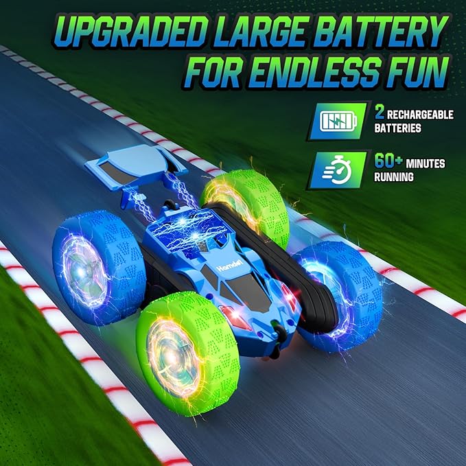 RC Cars Toys for Kids Ages 6-12 360° Spinning Double-Sided Remote Control Car with LED Lights 4WD Rechargeable Toy for Boys Age 8-10 Perfect Birthday Holiday Valentines Easter Gift