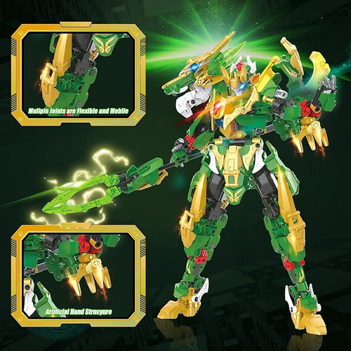 2-in-1 Transforming Robot Building Blocks Sets Mech Building Toy Action Figures Kits Model Creative Action Robot Dragon Toy Gifts Perfect for Valentine's Day Birthday