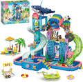 1150Pcs Friends Water Park Building Set STEM Summer Fun Party Toy with Swimming Pool SlidesWater CanonsDiving PlatformAnimal Pretend Play Kit for kids Birthday Gifts for Girls Ages 6-12+