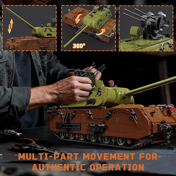 WW2 Panzer VIII Maus Tank Building Sets for Adults Army Military Vehicles Collectible Model for Home Decor (Multicolor)