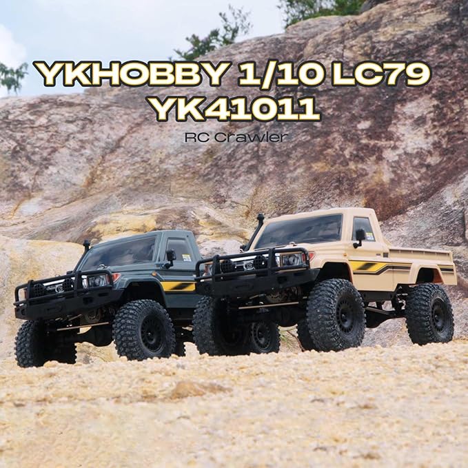 FCXㅤ YKHOBBY 1/10 YK41011 RC Crawler Hobby Grade RC Rock Crawler with 2 Speed Switch Manual Differential Lock for Adults (RTR Grey)