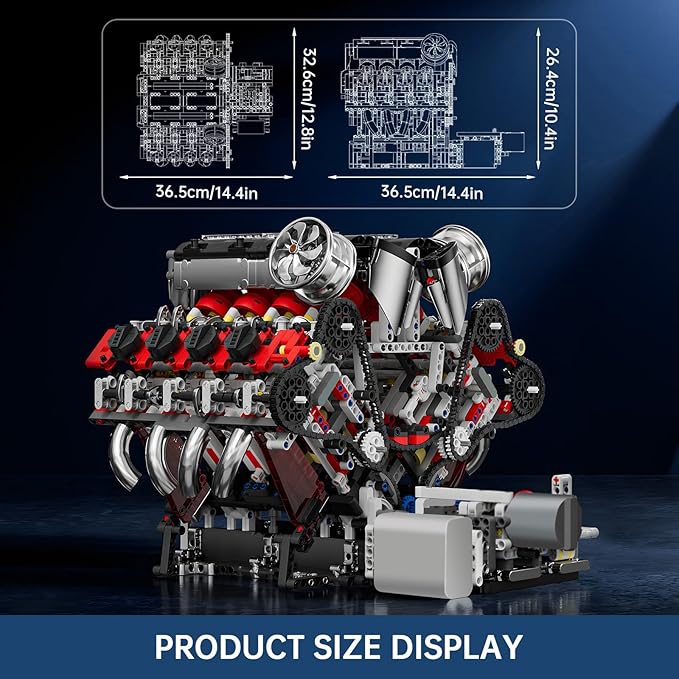 Mould King V8 Engine Toys Building Sets Model Engine Kit for Adults Engine MOC Scale Model with Motor 10130 STEM DIY Building Kits That Works Set for Aged 14+ (2718 Pieces)