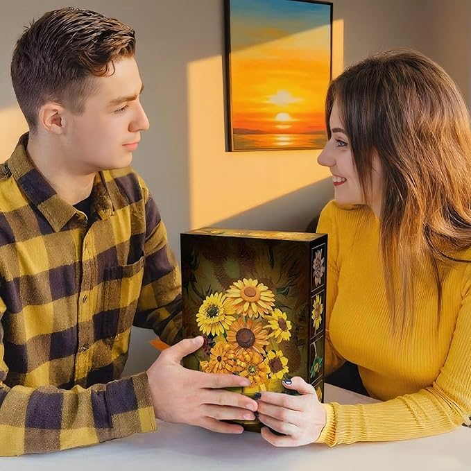 Sunflower Building Set Flowers with Vase for Adult Compatible with Lego Flowers 1009pcs Art Bonsai Botanical Collection for Home/Office Decor Gifts for Mother's Day and Valentine's Day