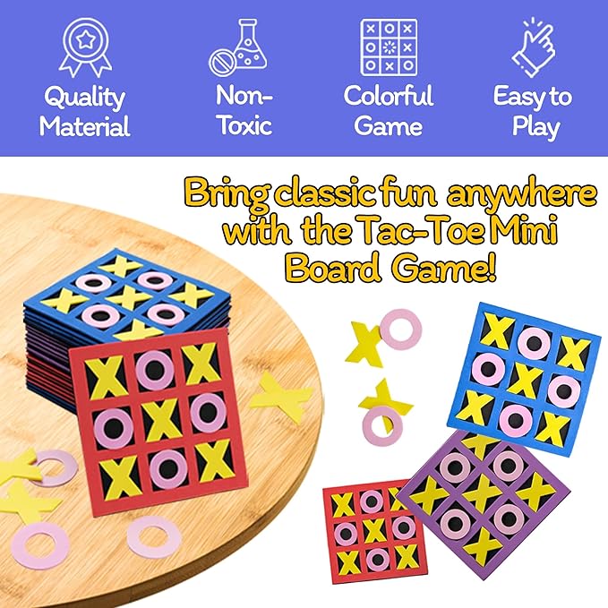 Tic Tac Toe (Bulk Pack of 120) 5x5 Foam Tic-Tac-Toe Mini Board Game Toys for Kids Birthday Party Favors Goody Bag Stuffers Classroom Prizes &amp Occupational Therapy