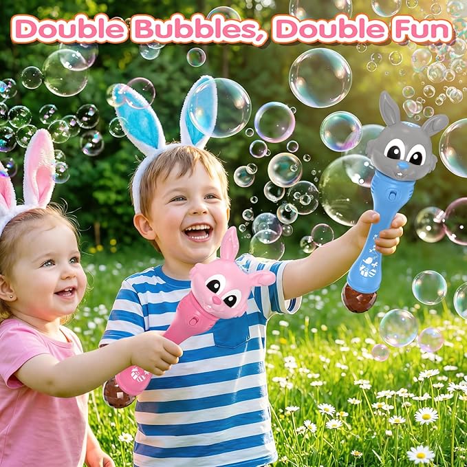 Bubble Machine for Kids 2 Pack Bunny Bubble Wands Easter Basket Stuffers for Toddler Automatic Rabbit Bubble BlowerOutdoor Bubble Toys Easter Gift for Age 3 4 5 6 7 8 Years Old Boys Girls