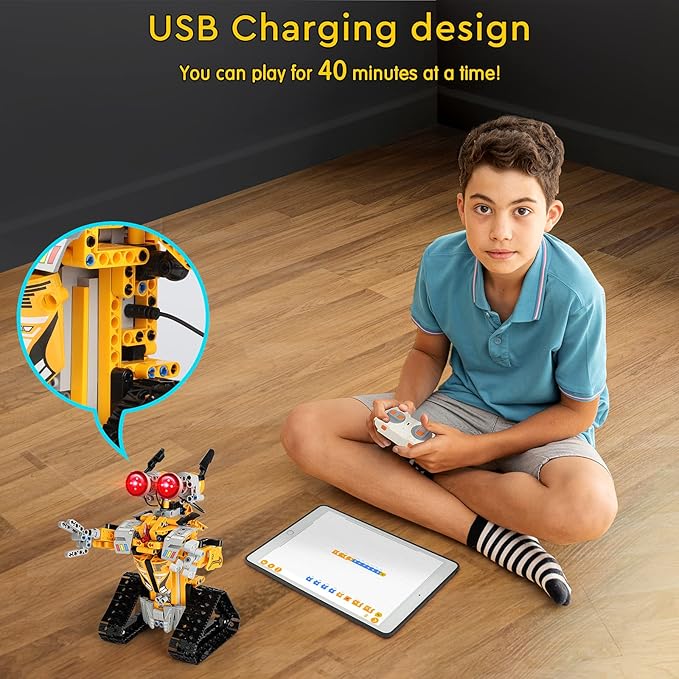 Sillbird Robot Building Kit with Remote Control STEM Gifts for Boys Age 8-13 Coding Buildable Robotic Technic Toys for Kids Birthday with 468 Pieces